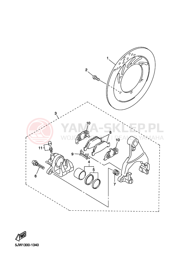 Schemat "Zacisk hamulcowy tylny" do Yamaha FJR1300