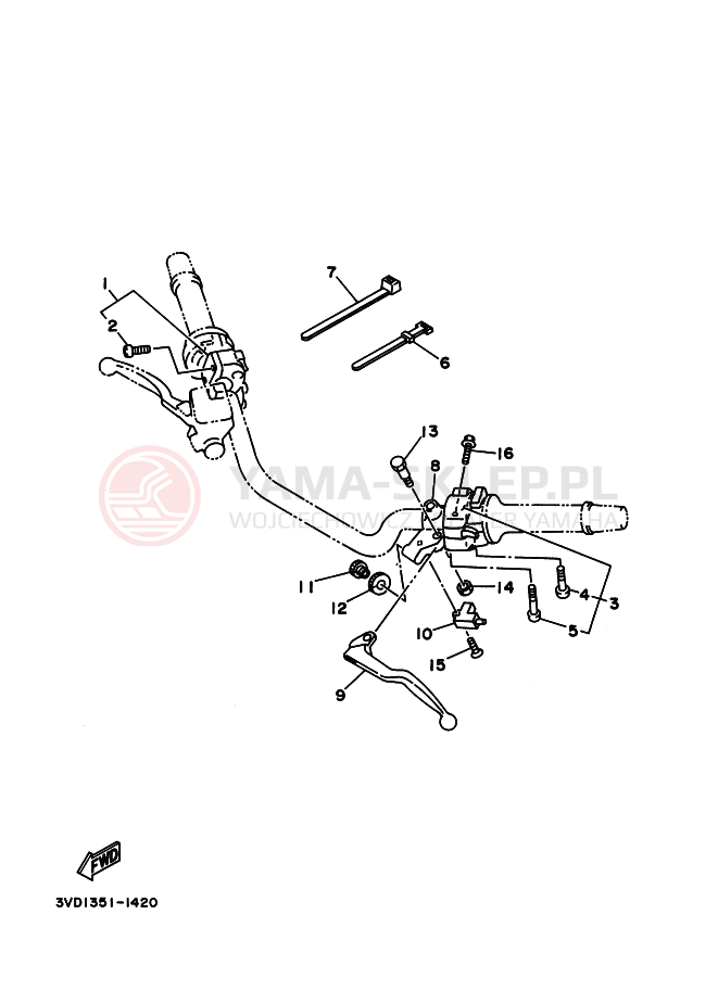 Schemat "Kierownica i osprzęt" do Yamaha TDM850