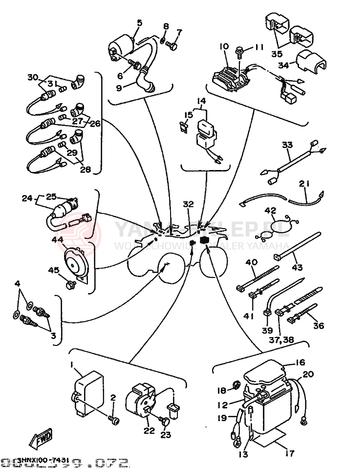 Schemat "układ elektryczny" do Yamaha YFM350FW