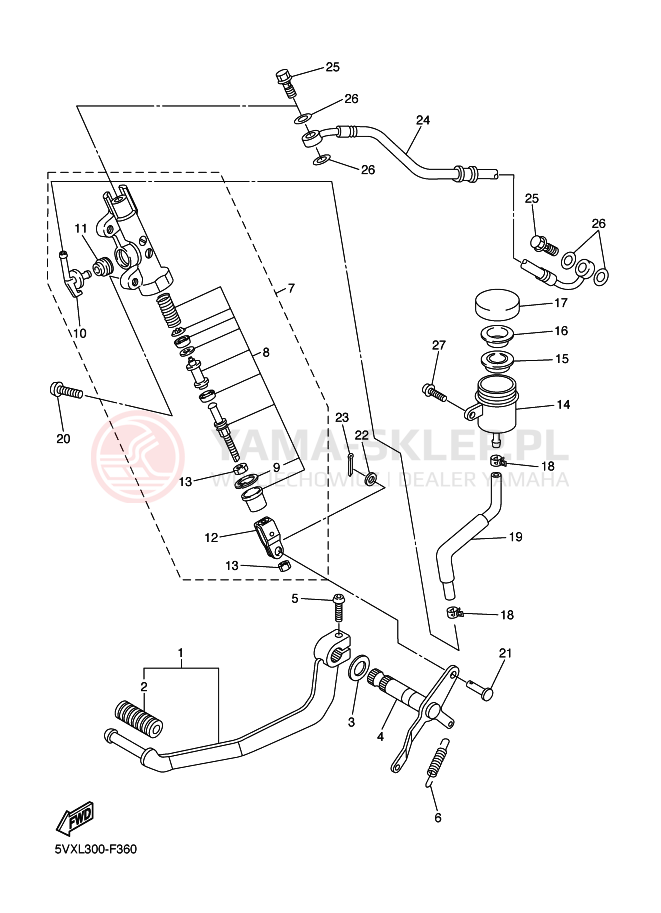 Schemat "Pompa hamulcowa tył" do Yamaha FZ6-S FAZER