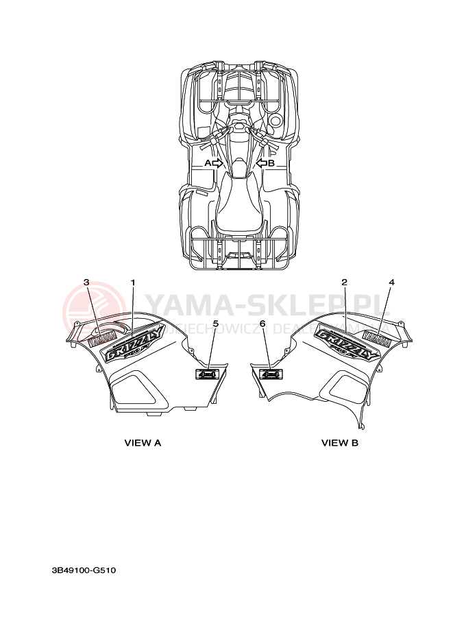 Schemat "Naklejki" do Yamaha GRIZZLY 700 FI