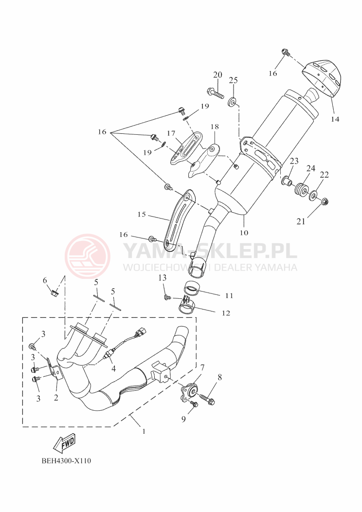 Schemat "Wydech końcowy" do Yamaha TENERE 700