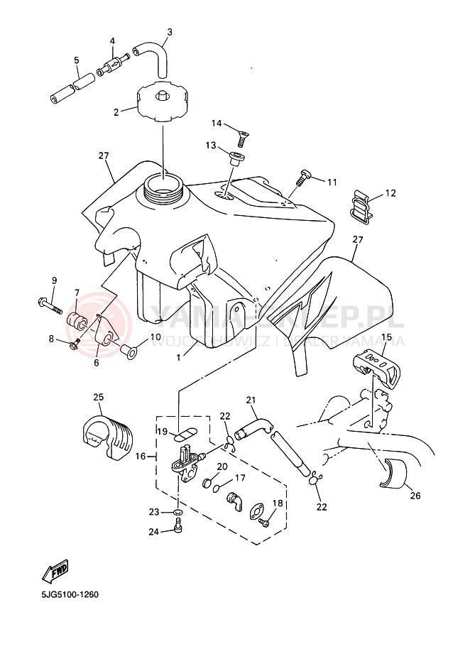 Schemat "zbiornik paliwa" do Yamaha YZ426F