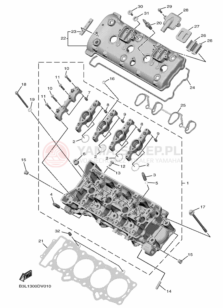 Schemat "głowica" do Yamaha YZF1000 YZF-R1