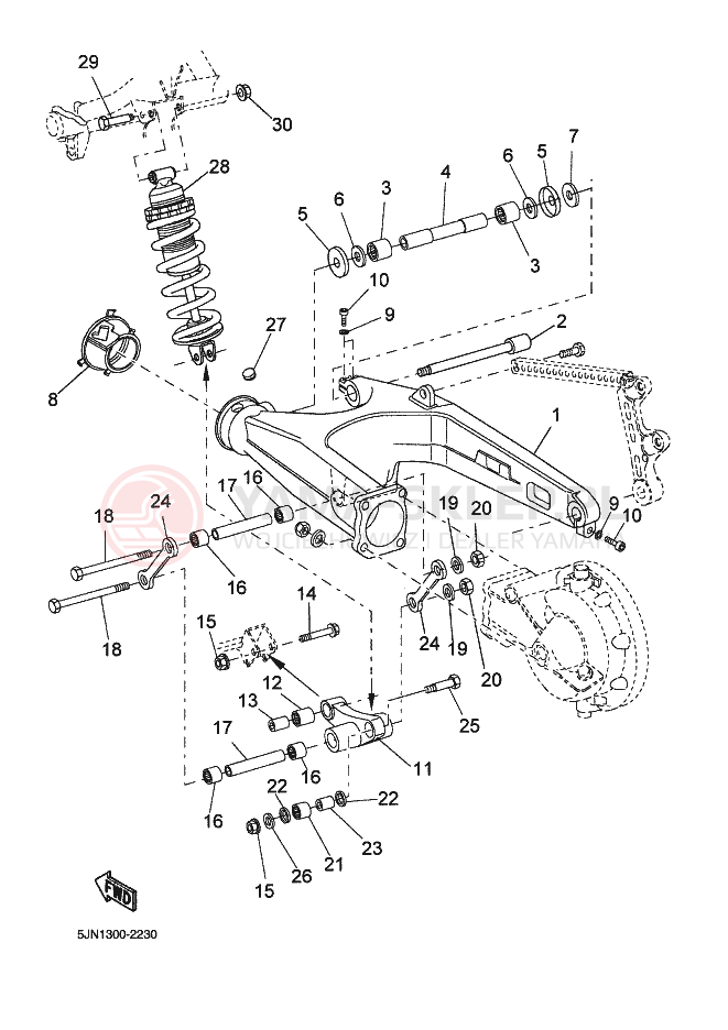 Schemat "wahacz, zawieszenie tył" do Yamaha BT1100