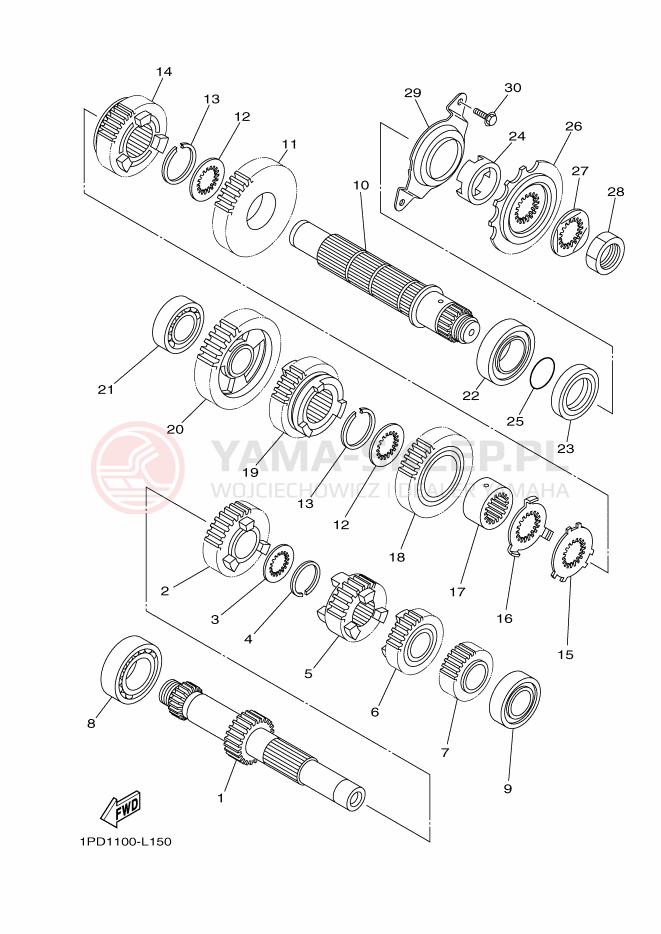 Schemat "Skrzynia biegów " do Yamaha YFZ450D