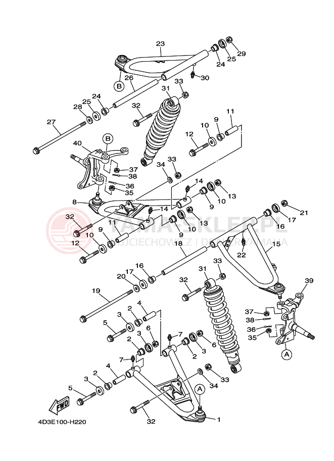 Schemat "Koło przód" do Yamaha YFM250R