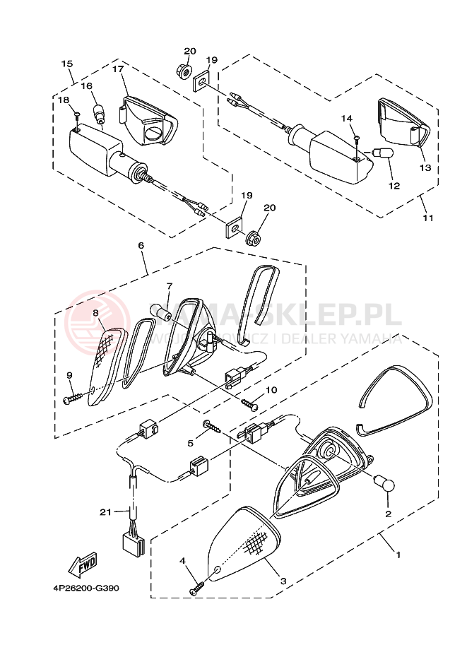 Schemat "kierunkowskazy" do Yamaha YBR125E