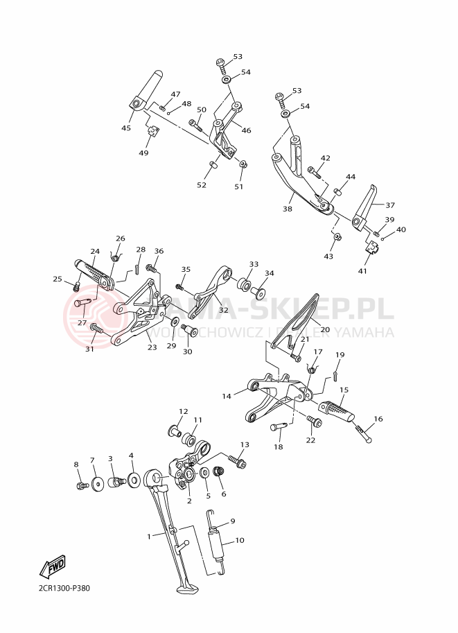 Schemat "Stopka postojowa i podnóżki" do Yamaha YZF-R1
