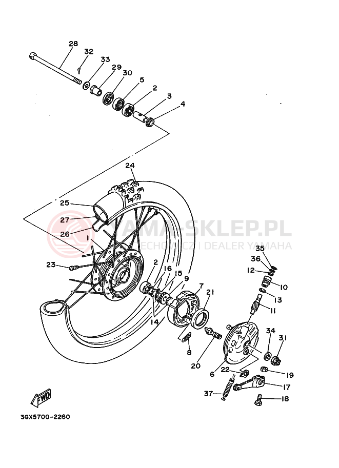 Schemat "Koło przód" do Yamaha AG200E