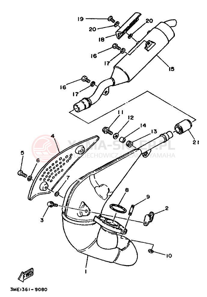 Schemat "Wydech końcowy" do Yamaha DT125RE