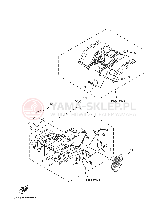 Schemat "naklejki" do Yamaha KODIAK 4WD