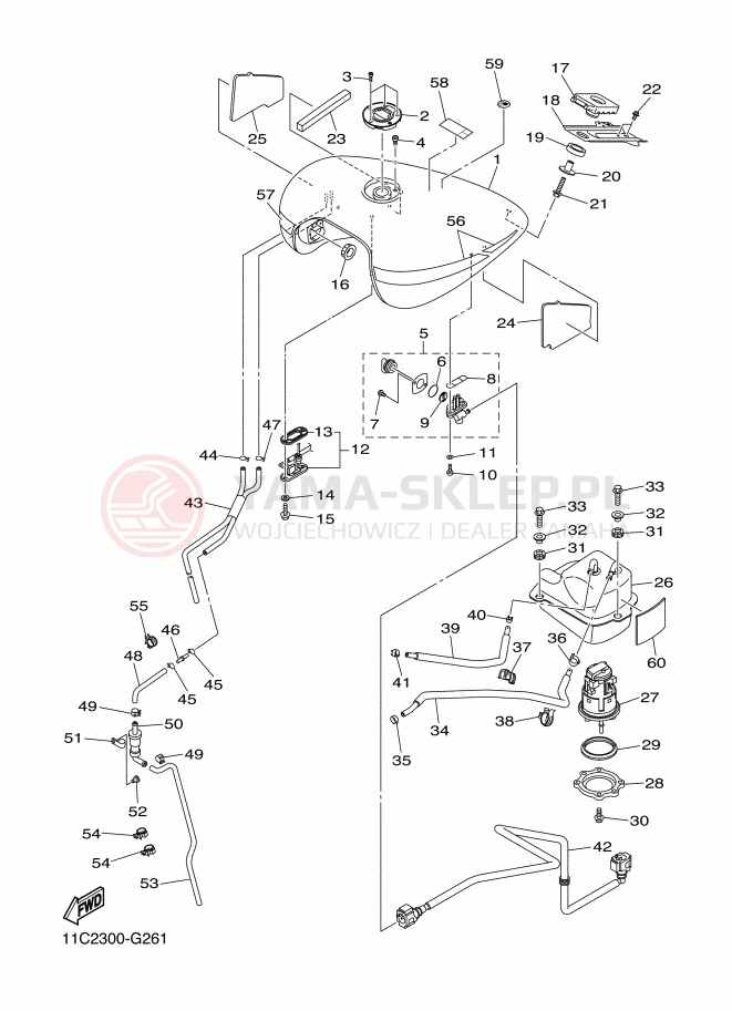 Schemat "zbiornik paliwa" do Yamaha MIDNIGHT STAR
