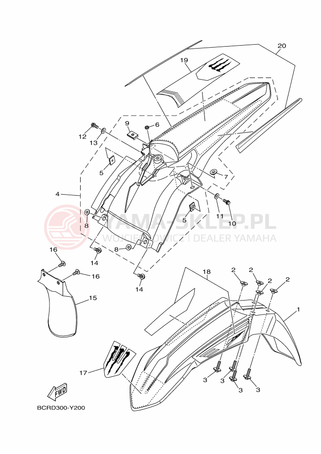 Schemat "błotnik" do Yamaha YZ250