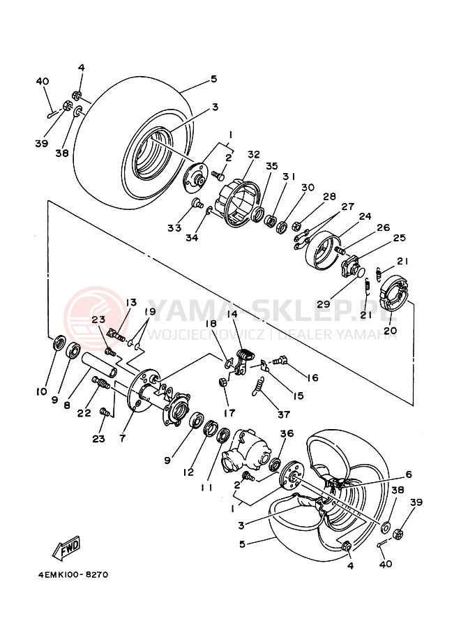 Schemat "Koło tył" do Yamaha YFM80