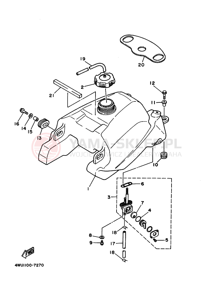Schemat "zbiornik paliwa" do Yamaha YFM350FWB