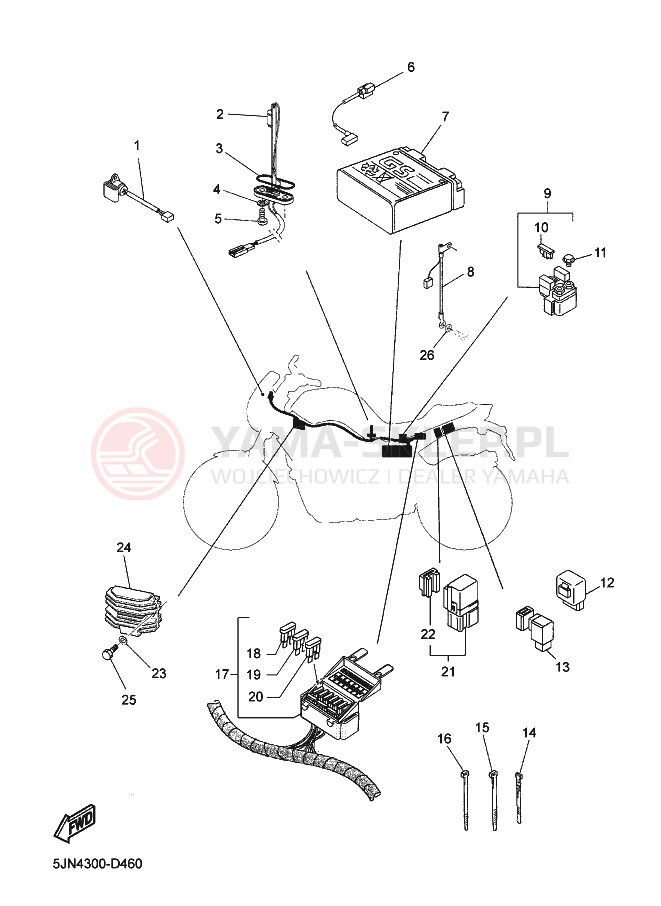 Schemat "układ elektryczny" do Yamaha BT1100