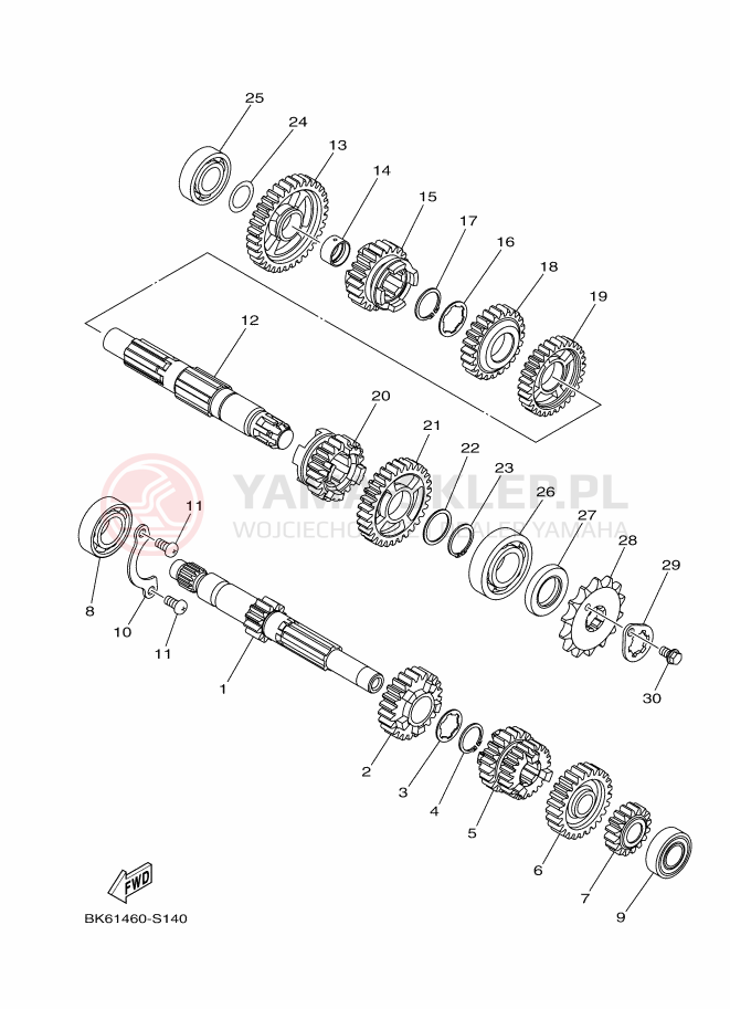 Schemat "Skrzynia biegów " do Yamaha YZF-R125