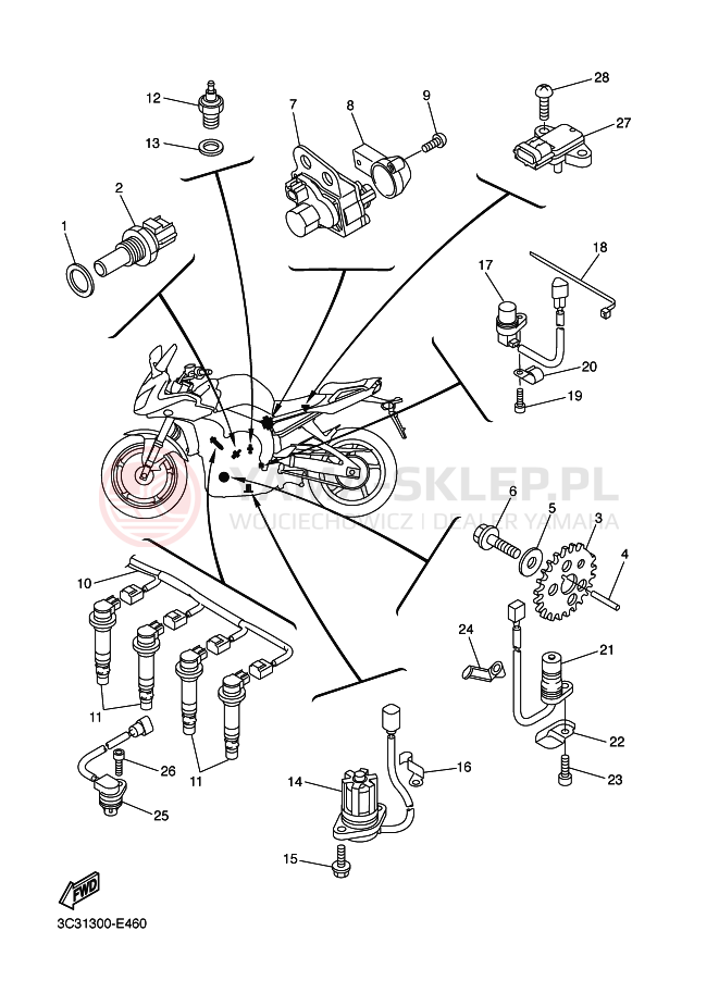Schemat "układ elektryczny" do Yamaha FZ1-S FAZER