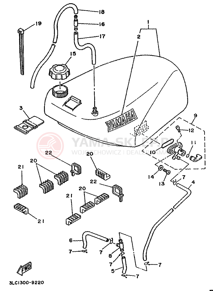 Schemat "zbiornik paliwa" do Yamaha TZ250