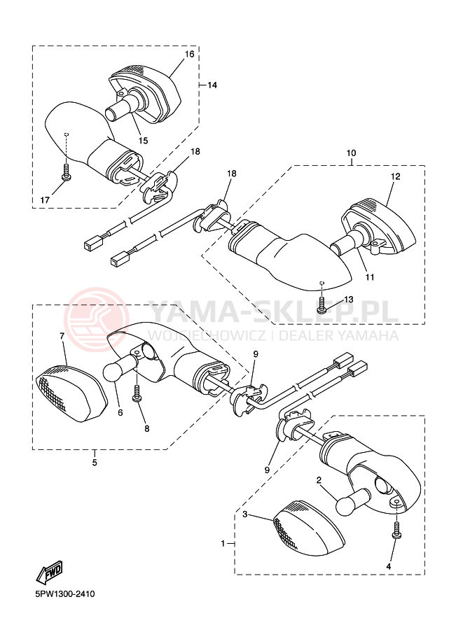 Schemat "kierunkowskazy" do Yamaha FZ6-SA FAZER