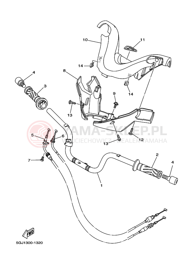 Schemat "Kierownica i osprzęt" do Yamaha TMAX