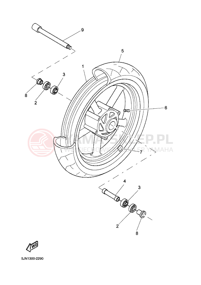 Schemat "Koło przód" do Yamaha BT1100
