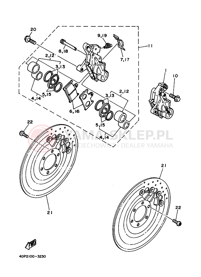 Schemat "Koło przód" do Yamaha TZ250