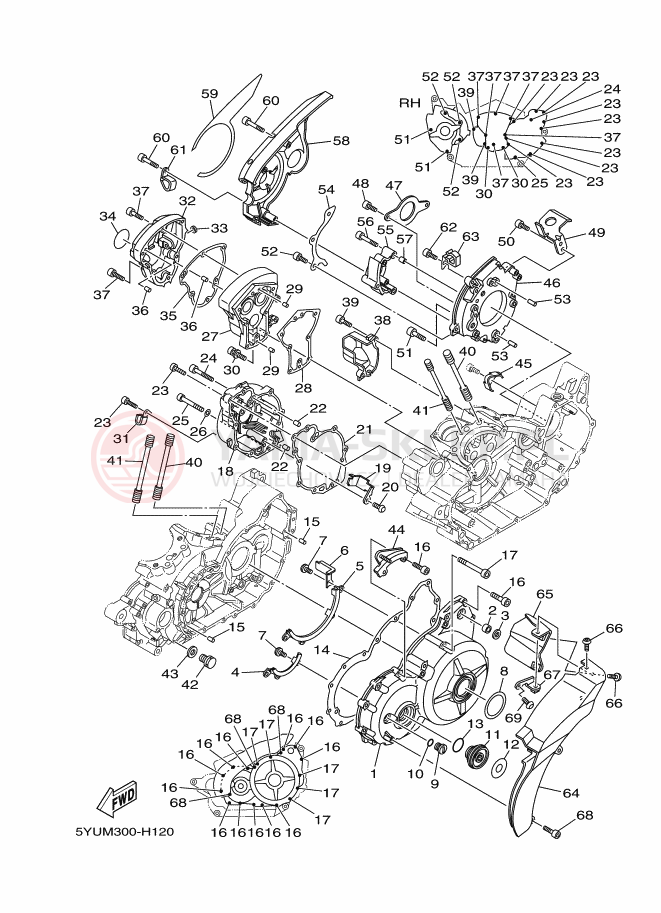 Schemat "Pokrywa silnika" do Yamaha MT01