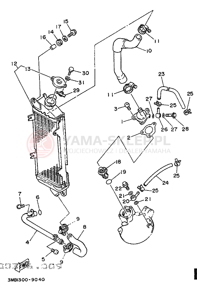 Schemat "Układ chlodzenia" do Yamaha DT125RE