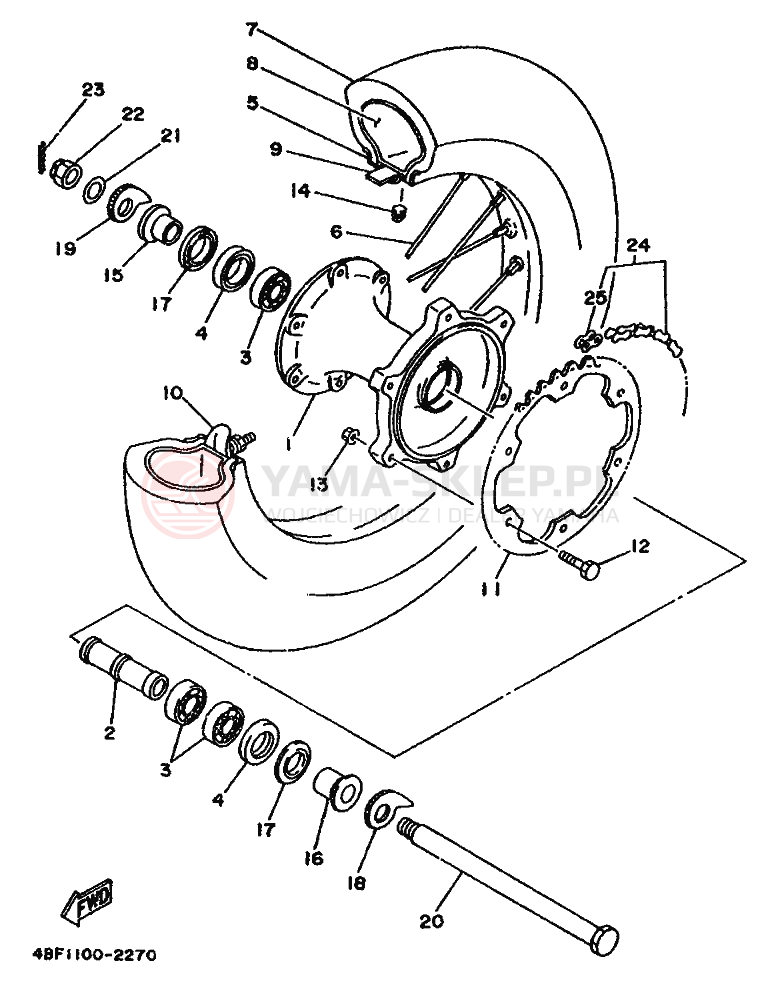 Schemat "Koło tył" do Yamaha WR200R