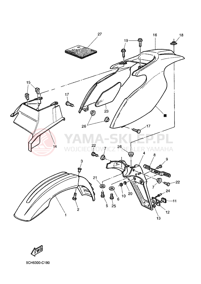 Schemat "błotnik" do Yamaha TT600RE