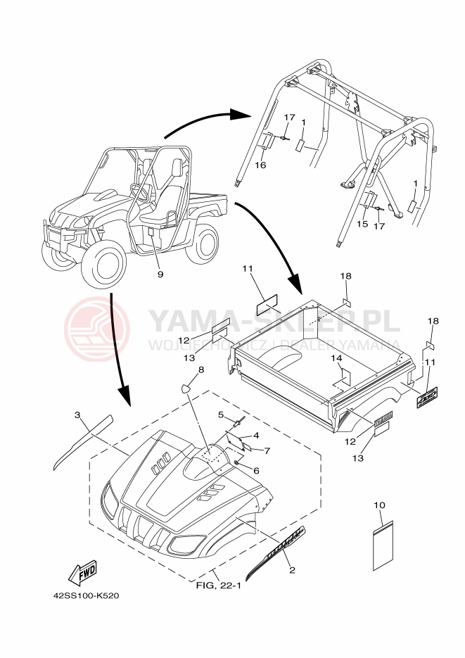 Schemat "naklejki" do Yamaha RHINO 700 FI