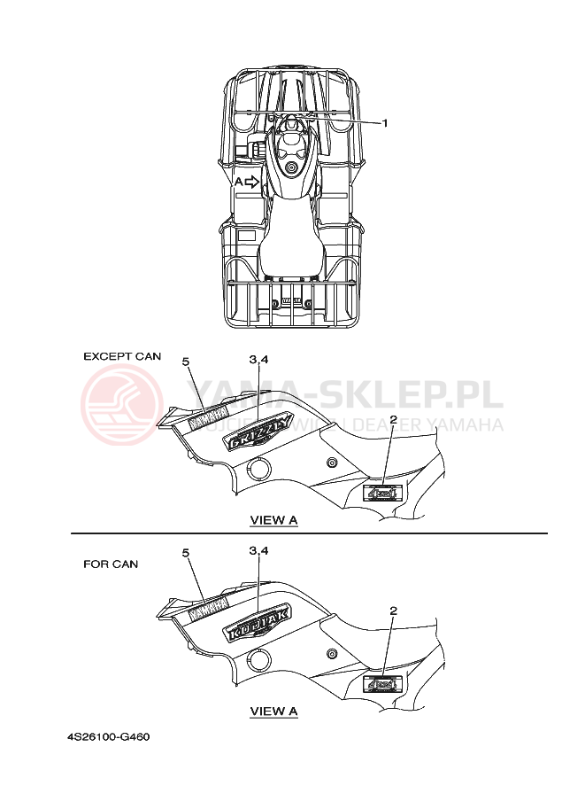Schemat "Naklejki" do Yamaha GRIZZLY 350