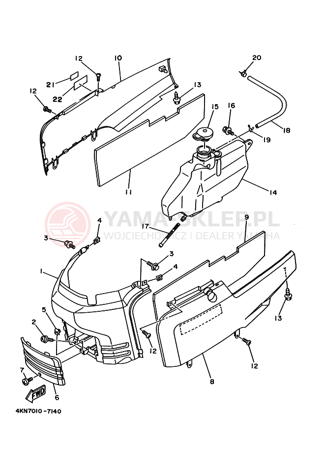 Schemat "Pokrywa boczna" do Yamaha BA50N GEAR