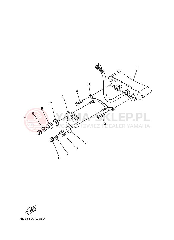 Schemat "TYLNE ŚWIATŁO 2" do Yamaha YFM250R