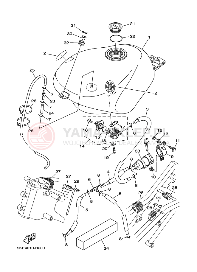 Schemat "zbiornik paliwa" do Yamaha TZ250