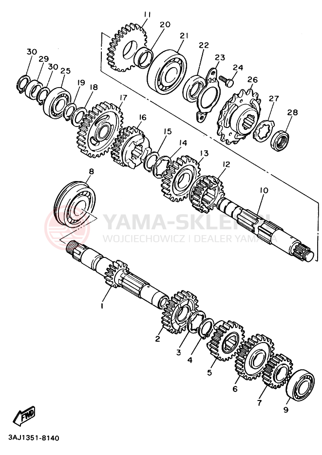 Schemat "Skrzynia biegów " do Yamaha TT600E