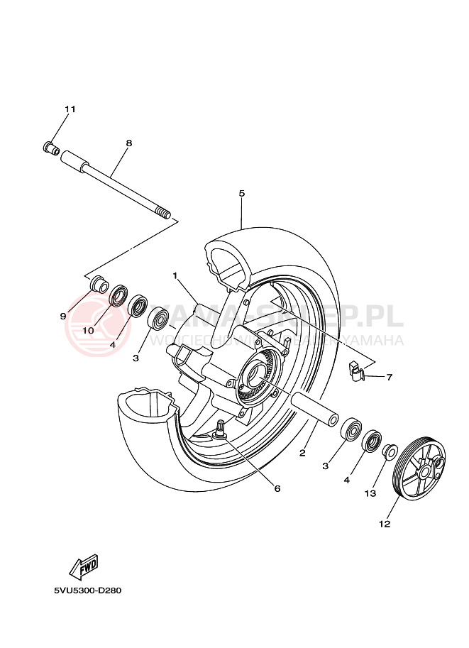 Schemat "Koło przód" do Yamaha TMAX