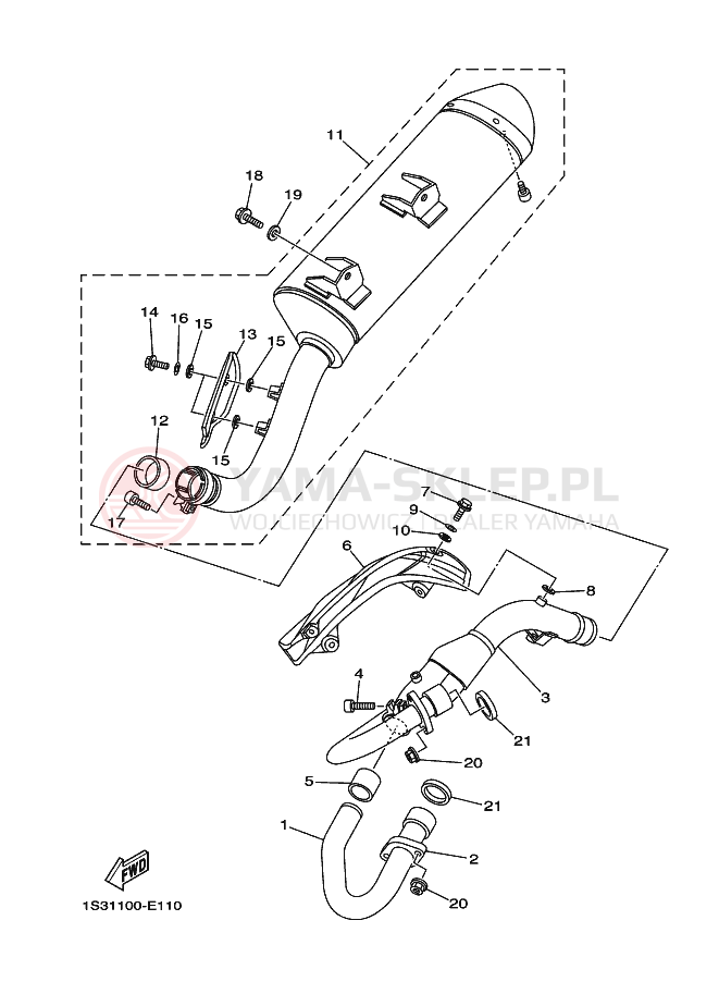Schemat "Wydech końcowy" do Yamaha YFM700RV