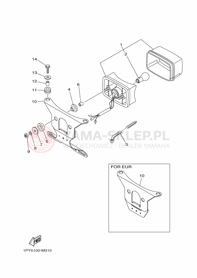 Schemat "lampa tył" do Yamaha YFM125GD