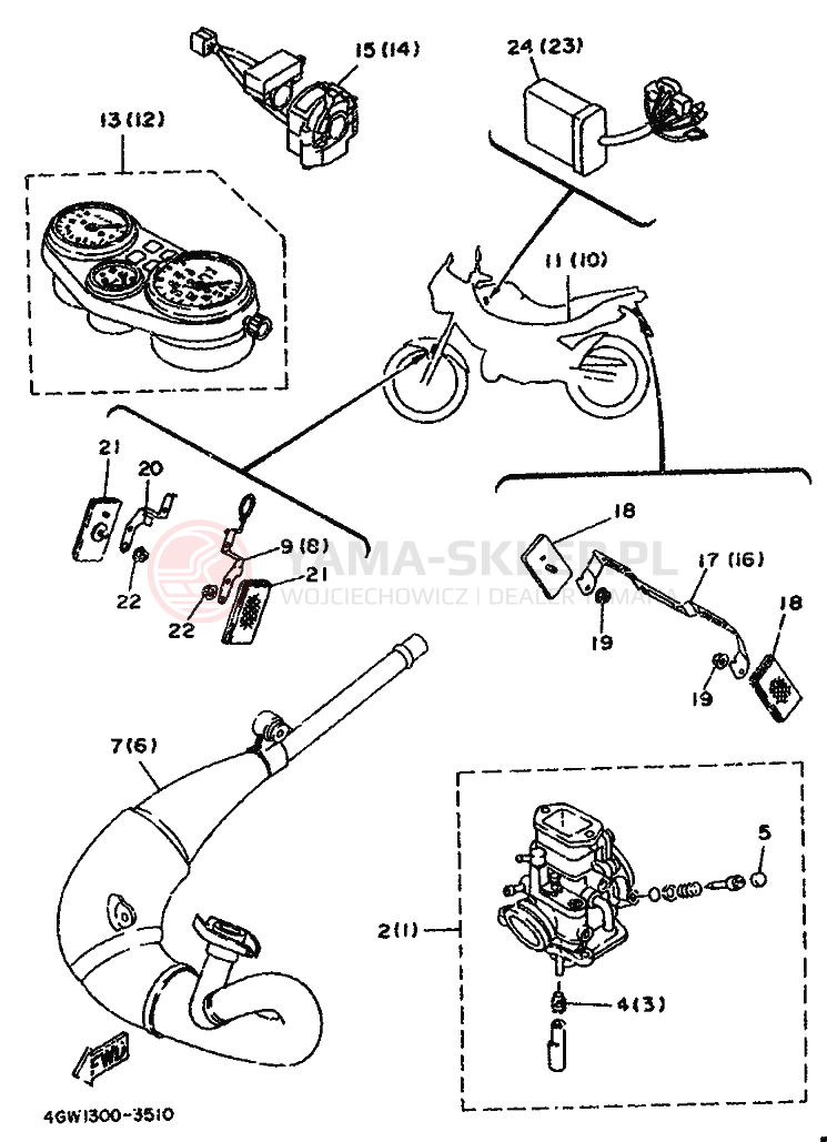 Schemat "Zawieszenie przód" do Yamaha TDR125