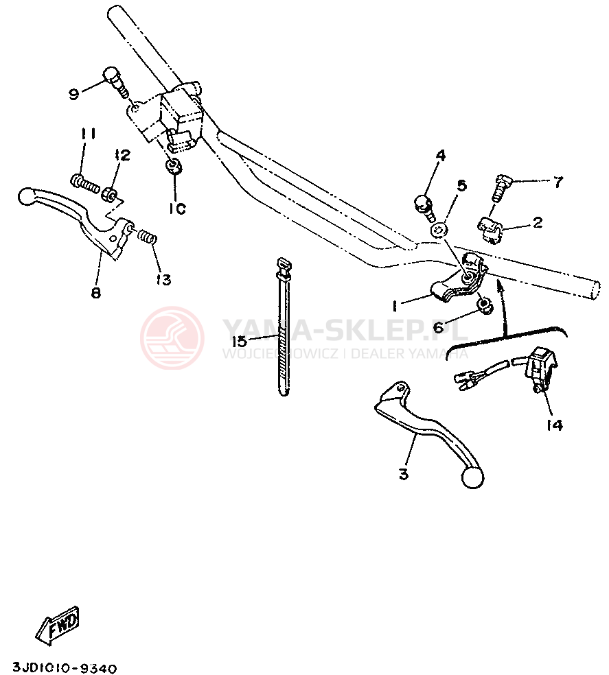 Schemat "Kierownica i osprzęt" do Yamaha YZ125