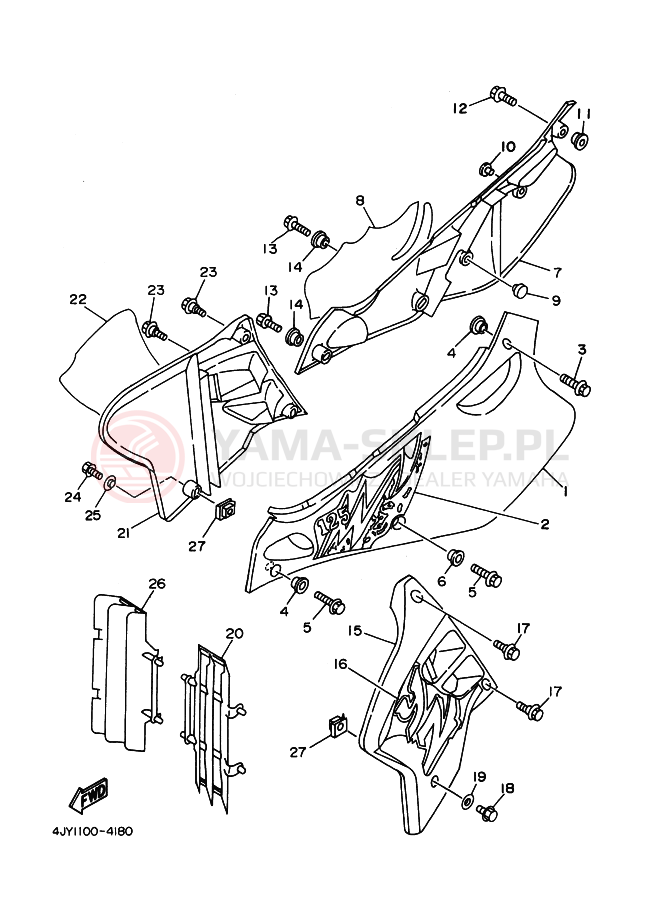 Schemat "Pokrywa boczna" do Yamaha YZ125
