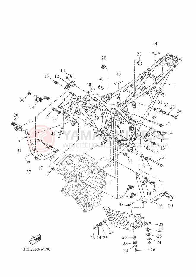 Schemat "rama" do Yamaha TENERE 700