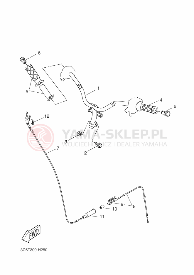 Schemat "Kierownica i osprzęt" do Yamaha AEROX