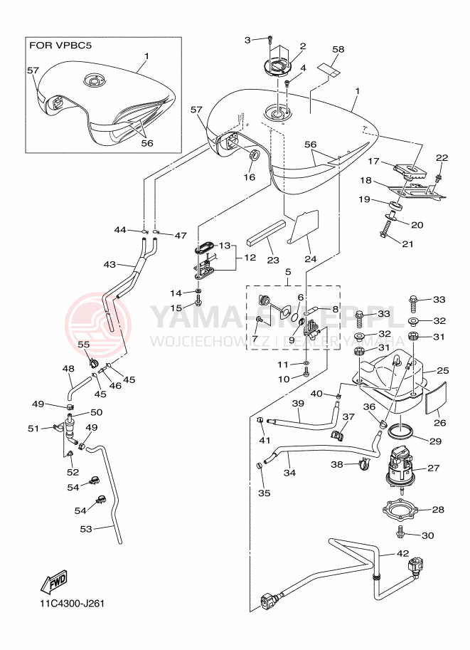 Schemat "zbiornik paliwa" do Yamaha MIDNIGHT STAR