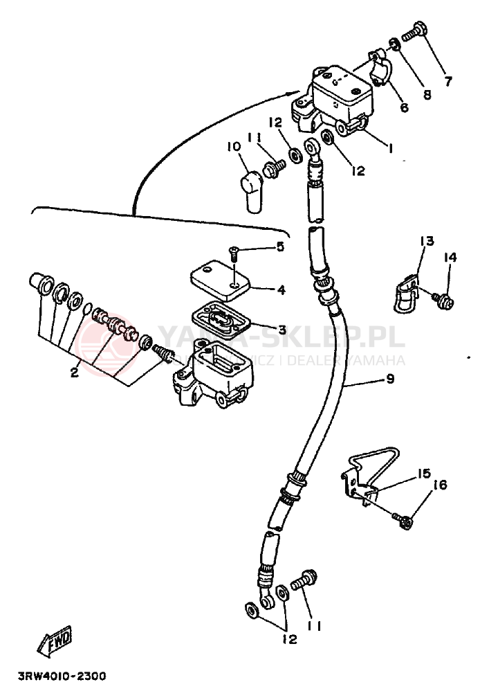 Schemat "Pompa hamulcowa przednia" do Yamaha XT225 XT225E
