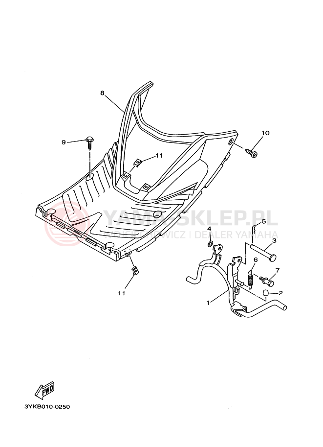 Schemat "Stopka postojowa i podnóżki" do Yamaha YG50Z JOG Z