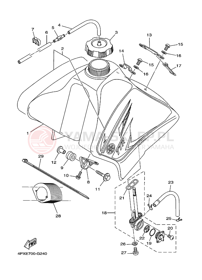 Schemat "zbiornik paliwa" do Yamaha TT250R